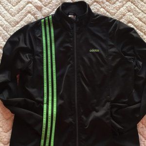 Adidas full zip jacket with green stripe